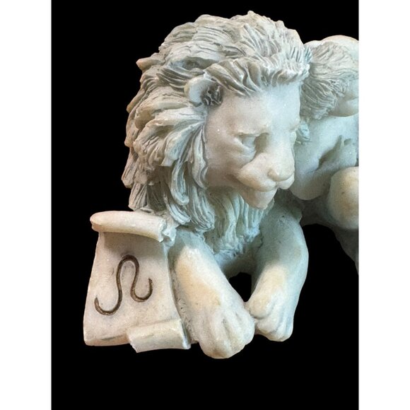Lion & Baby Figurine  Zodiac Sign Leo  4" Long greek letter, Omega, Bible Alpha - Picture 7 of 11
